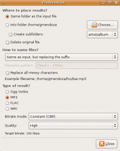 SoundConverter Preferences