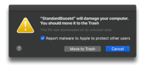 ‘… will damage your computer’ pop-up on Mac